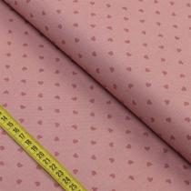 Tecido Blend de Linho Para Patchwork - Corações Rose Blush (0,50x1,50)