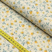 Tecido Blend de Linho para Patchwork - Floral Amarelo cor 03 (0,50x1,50) - Ibirapuera Textil