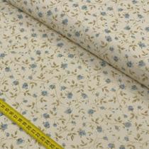 Tecido Blend de Linho para Patchwork - Floral Azul cor 01 (0,50x1,50)