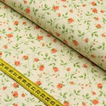 Tecido Blend de Linho para Patchwork - Floral Laranja cor 04 (0,50x1,50) - Ibirapuera Textil