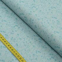 Tecido Blend de Linho Para Patchwork - Flores com Raminhos Azul Capri (0,50x1,50)