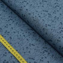 Tecido Blend de Linho Para Patchwork - Flores com Raminhos Jeans (0,50x1,50) Tecido Blend de Linho Para Patchwork - Flores com Raminhos Jeans (0,50x1,50)