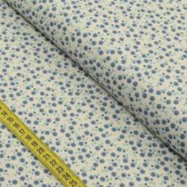 Tecido Blend de Linho Para Patchwork - Florzinhas Azuis (0,50x1,50)