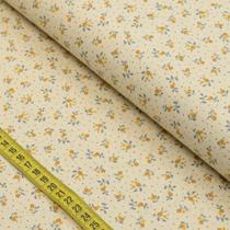 Tecido Blend de Linho Para Patchwork - Florzinhas Bege (0,50x1,50)