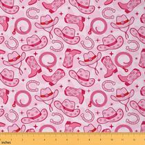 Tecido Castle Fairy Cowgirl Western Cowboy rosa 1 jarda Tecido Castle Fairy Cowgirl Western Cowboy rosa 1 jarda