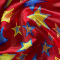 Tecido Cetim Estampa Estrelas Coloridas 1,40m para Festas e Fantasias