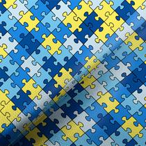 Tecido Cetim Estampada Quebra Cabeça Autismo 1,50m de largura