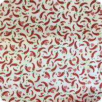 Tecido Cetim Estampado 1m X 1,47m Pimentas Fundo Branco