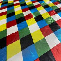 Tecido Cetim Estampado Losangos Coloridos 1,40m para Festas e Fantasias Tecido Cetim Estampado Losangos Coloridos 1,40m para Festas e Fantasias