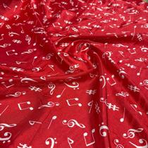 Tecido Cetim Estampado Notas Musicais Coloridas 1,40m para Festas e Fantasias Tecido Cetim Estampado Notas Musicais Coloridas 1,40m para Festas e Fantasias