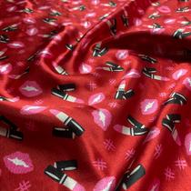 Tecido Cetim Estampado Rosa Batons 1,40m Artesanatos Tecido Cetim Estampado Rosa Batons 1,40m Artesanatos