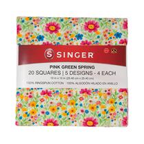 Tecido Charm Square 100% algodão Singer Spring Pink Green Tecido Charm Square 100% algodão Singer Spring Pink Green