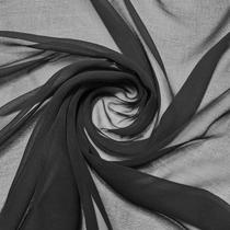 Tecido Chiffon VDS 4,5 m x 112 cm, macio, translúcido, preto