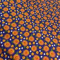 Tecido Chita Chitão Chitinha Festa Junina Estampado 5m x 1,50m Cor:Flor Amarela Fd Azul