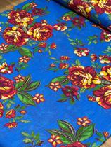 Tecido Chita Estampa Floral Azul Roial Cortes 100% Algodão 50cmx1,40m - Mascarenha