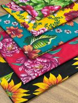 Tecido Chita Estampa Floral Kit 5 Cortes 100% Algodão 50cmx1,40m