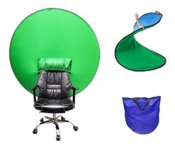 Tecido Chroma Key Portátil Redondo Verde Com Suporte Cadeira