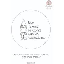 Tecido com risco para bordado livre com guia de pontos e tutoriais.