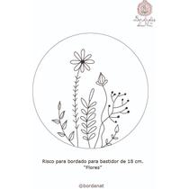 Tecido com risco para bordado livre com guia de pontos e tutoriais. Tecido com risco para bordado livre com guia de pontos e tutoriais.