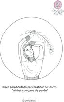 Tecido com risco para bordado livre com guia de pontos e tutoriais.