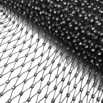 Tecido com Strass Pedrinhas Brilhantes Preto - 1 Metro