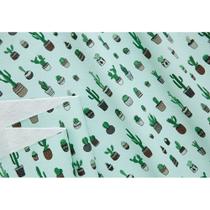 Tecido Corano Estampado Cactos - 1,40m de Largura