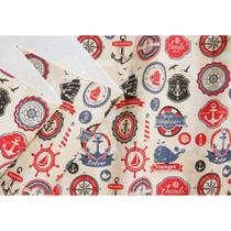 Tecido Corano Estampado Náutico - 1,40m de Largura