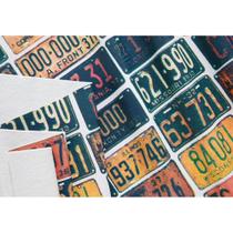 Tecido Corano Estampado Placas Automotivas - 1,40m de Largura