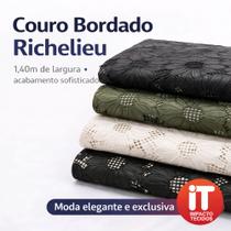 Tecido Couro Bordado Richilieu (50cm x 1,4m)