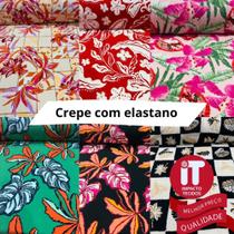 Tecido Crepe com elastano sedinha - (1m X 1,5m)