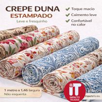 Tecido Crepe Duna Estampado 1m x 1,46 Leve Fresquinho Para Vestidos Saias Blusas Moda Verão