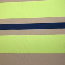 Tecido crepe madame 1.40mts largura listrado verde neon/nude/marinho