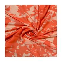 Tecido crepe sabiá 1.50 largura coral/floral metro