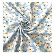 Tecido crepe sabiá 1.50mts/larg azul serenity floral metro