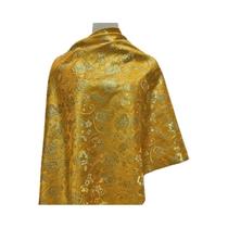 Tecido De Estofamento Metálico Glitter Jacquard Floral Dourado Pré-Cortado Para Artesanato E
