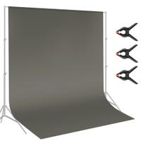 Tecido de Fundo Infinito Algodão Cinza 2.7x4.5m + Clamp 11cm para Estúdio Fotográfico