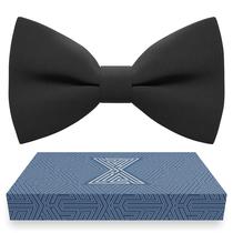 Tecido de gravata borboleta preta Bow Tie House pré-amarrado unissex ajustável