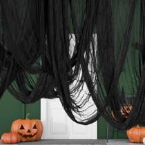 Tecido de Halloween RunNico 15 m x 2,2 m, tecido preto assustador Tecido de Halloween RunNico 15 m x 2,2 m, tecido preto assustador
