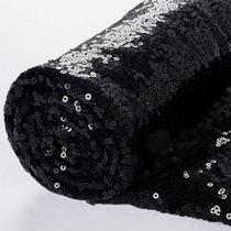 Tecido de lantejoulas ShinyBeauty Black de 2 jardas para costurar roupa de mesa Tecido de lantejoulas ShinyBeauty Black de 2 jardas para costurar roupa de mesa