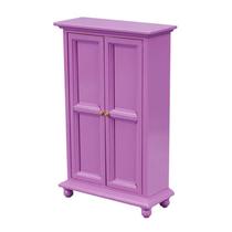 Tecido de madeira roxo em miniatura Wardrobe Dollhouse em escala 1:12 Tecido de madeira roxo em miniatura Wardrobe Dollhouse em escala 1:12