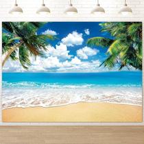 Tecido de pano de fundo Humkat Hawaiian Beach Ocean de 2,4 x 1,8 m