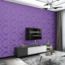 Tecido de Parede Jacquard Roxo Uva - Medalhão - Menedecor