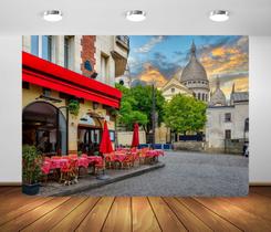 Tecido de poliéster Backdrop Beleco Paris Street Cafe de 3,5 x 3 m Tecido de poliéster Backdrop Beleco Paris Street Cafe de 3,5 x 3 m
