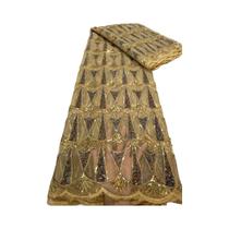 Tecido De Renda Africana Com Lantejoulas, Malha Nigeriana De Alta Qualidade, 5 Jardas, Para Vestido