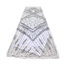 Tecido De Renda Com Lantejoulas Africanas De Alta Qualidade, Tule Francês Com Bordado Nigeriano