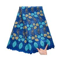 Tecido De Renda De Algodão Verde 5 Jardas Padrões Florais Geométricos Rosa Dourado Para Vestido