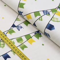 Tecido de Sarja - Festa Junina : Brasilidade Põe na Mesa Barrado de Bandeiras (0,50x1,40)