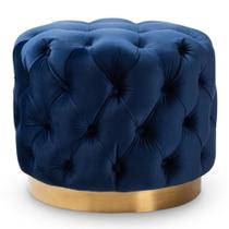 Tecido de veludo azul royal Ottoman Baxton Studio Valeria Glam