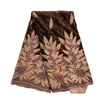 Tecido De Veludo Luxuoso Para Mulheres Com Renda SJD, Lantejoulas Francesas E Flocagem 2025 De Alta