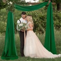 Tecido drapeado em arco de casamento, painel FUHSY Green Chiffon de 6 m
